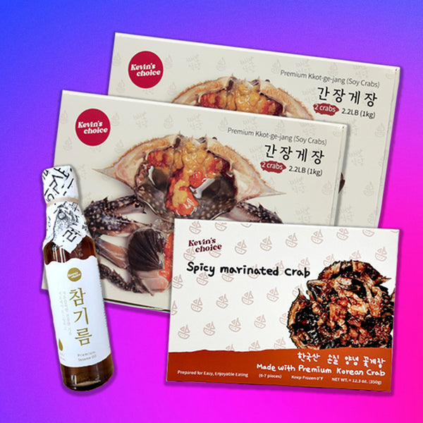 (JJaebo Bundle) 2 Soy Crabs + 1 Spicy Crab + 1 Sesame Oil 게장 세트 (Limited 1/order)